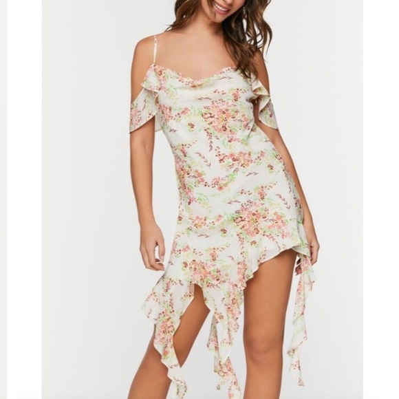Forever 21 Dresses & Skirts - Floral Off-Shoulder Floral Asymmetrical Dress Size Medium